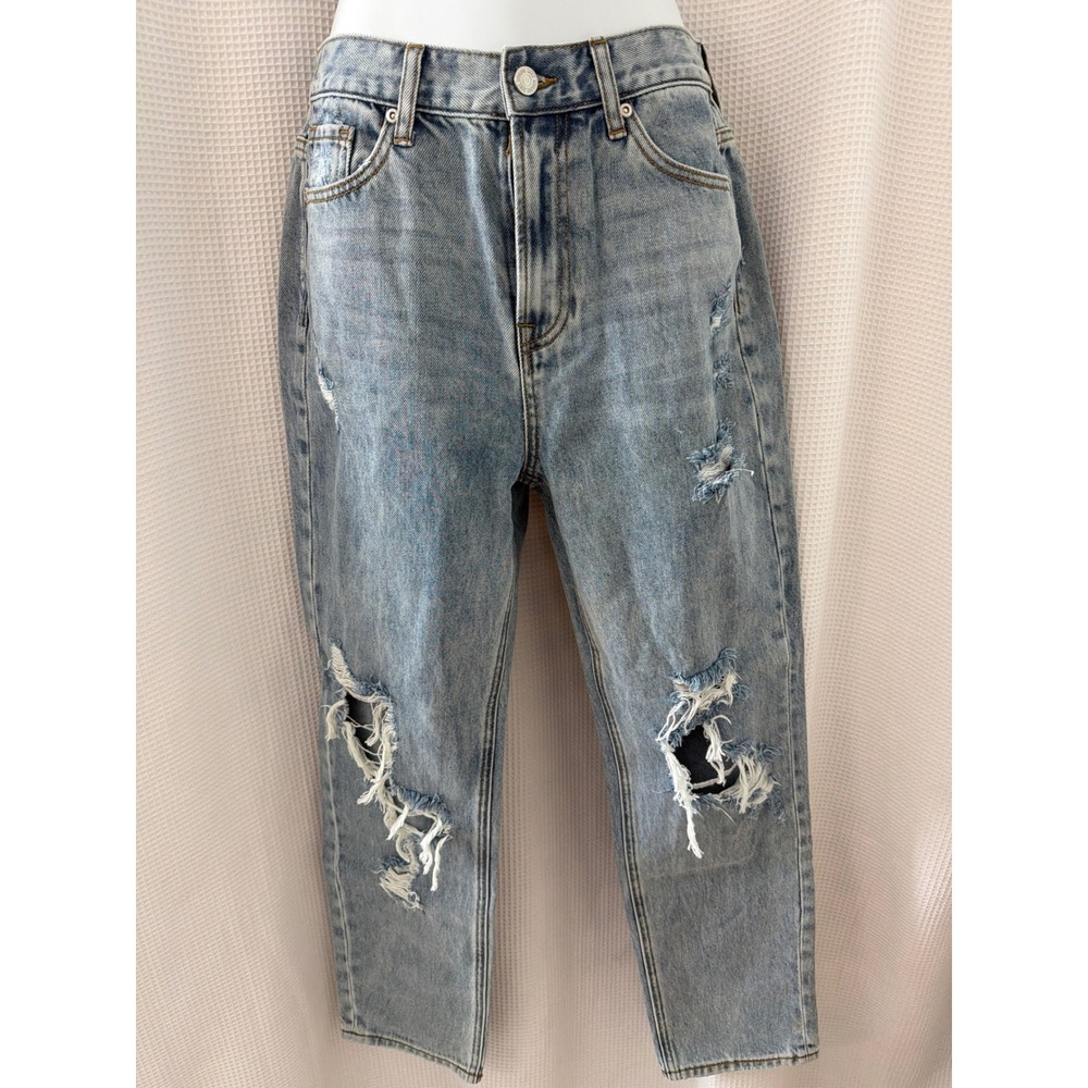 Endless Rose Women Light Wash Distressed Jeans High Waisted Ripped Denim Pants 4
